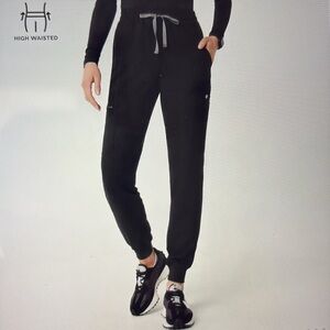 FIGS high waisted Uman jogger scrub pants black women’s Drawstring size XS